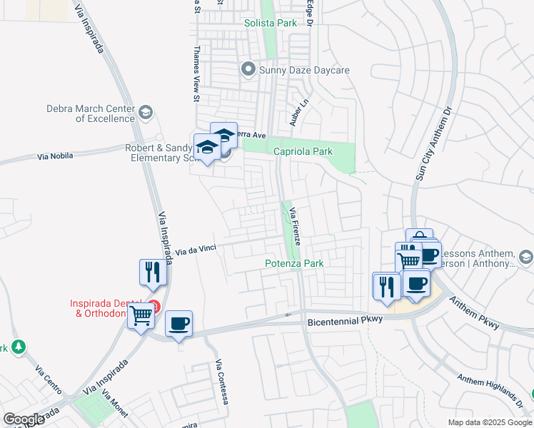map of restaurants, bars, coffee shops, grocery stores, and more near 3152 Monza Manor Walk in Henderson