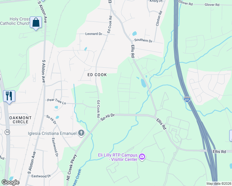 map of restaurants, bars, coffee shops, grocery stores, and more near 229 Zante Currant Road in Durham