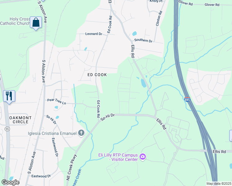 map of restaurants, bars, coffee shops, grocery stores, and more near 229 Zante Currant Road in Durham