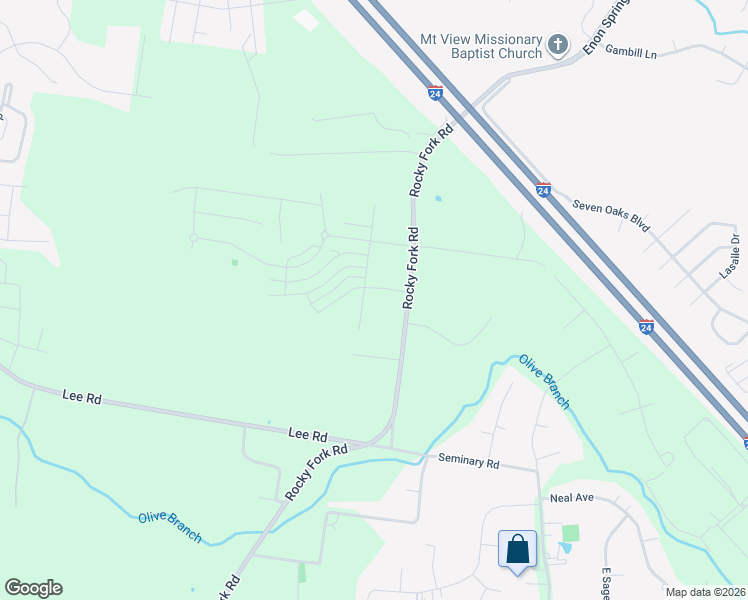 map of restaurants, bars, coffee shops, grocery stores, and more near 4153 Rocky Fork Road in Smyrna