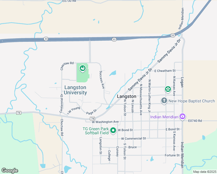 map of restaurants, bars, coffee shops, grocery stores, and more near 701 Sammy Davis Junior Drive in Langston
