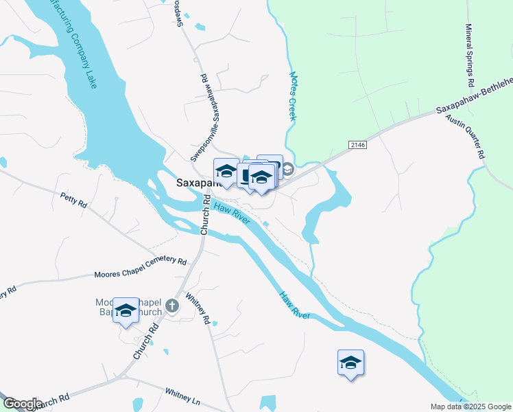map of restaurants, bars, coffee shops, grocery stores, and more near 1860 Sissipahaw Way in Graham