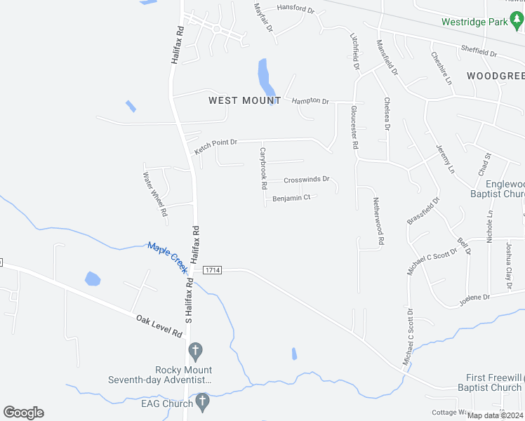 map of restaurants, bars, coffee shops, grocery stores, and more near 4204 Carybrook Road in Rocky Mount