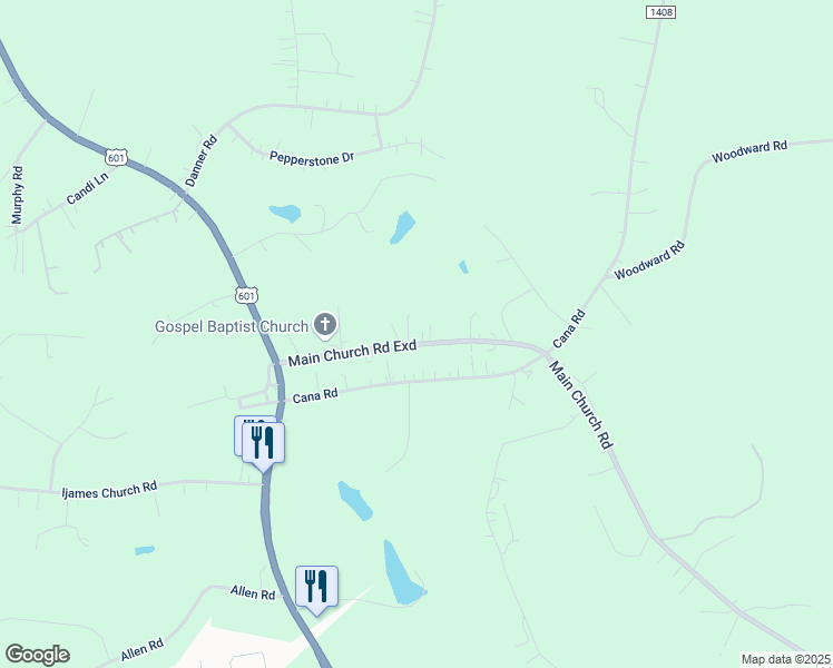 map of restaurants, bars, coffee shops, grocery stores, and more near 1474 Main Church Road Exd in Mocksville