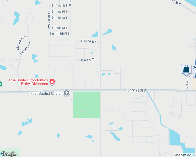 map of restaurants, bars, coffee shops, grocery stores, and more near 14936 South Sheridan Road in Bixby