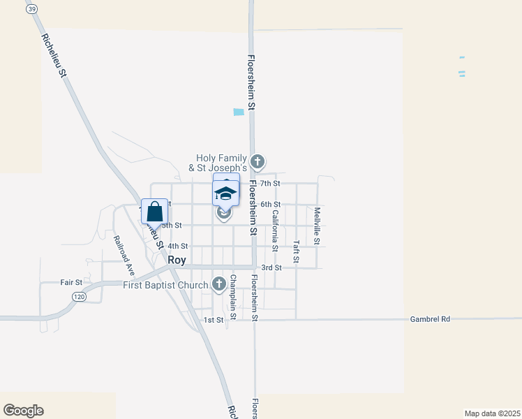 map of restaurants, bars, coffee shops, grocery stores, and more near Floersheim Street in Roy