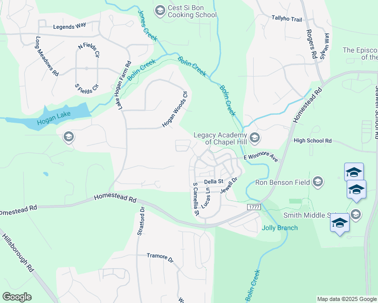 map of restaurants, bars, coffee shops, grocery stores, and more near 110 Andys Lane in Chapel Hill