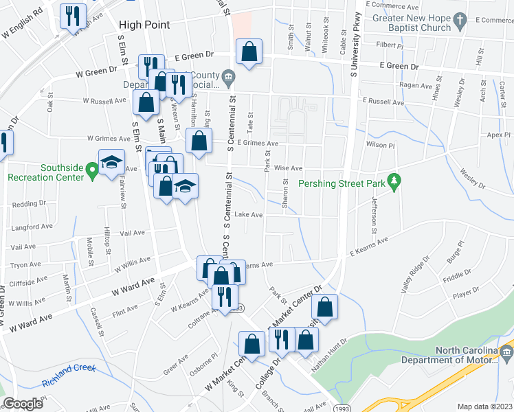 map of restaurants, bars, coffee shops, grocery stores, and more near 436 Macedonia Way in High Point
