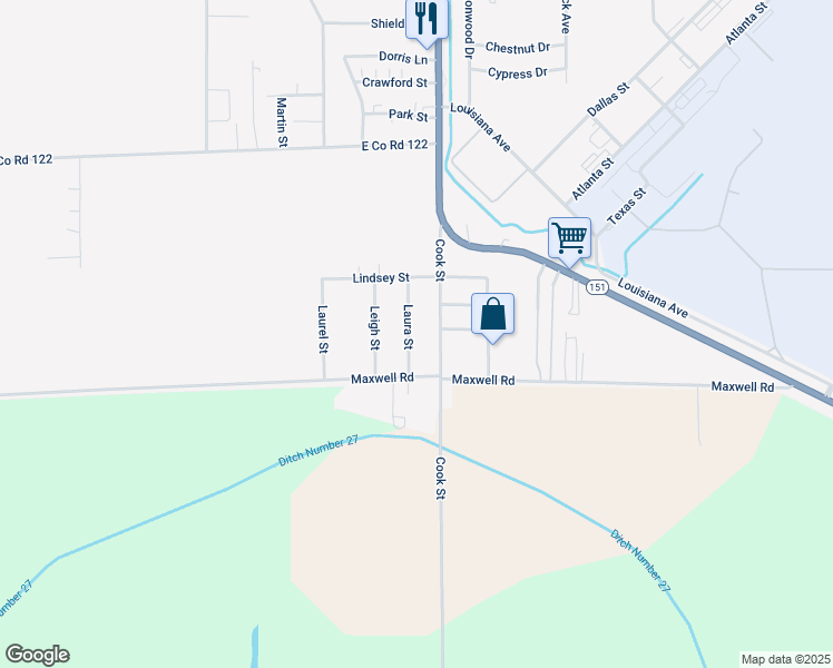 map of restaurants, bars, coffee shops, grocery stores, and more near 535 Cook Street in Blytheville
