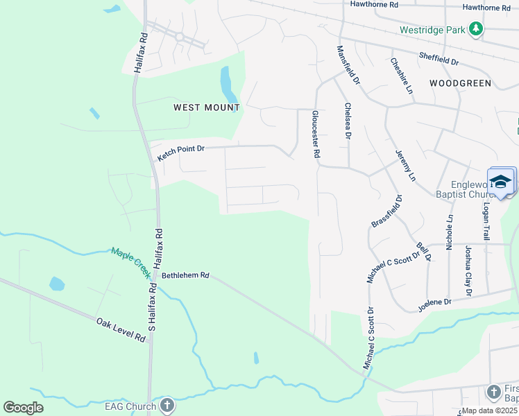 map of restaurants, bars, coffee shops, grocery stores, and more near 4001 Benjamin Court in Rocky Mount