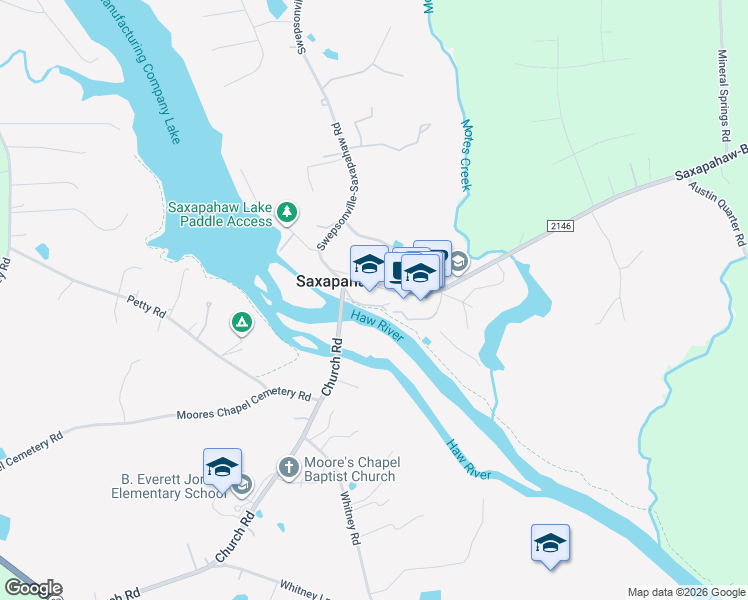 map of restaurants, bars, coffee shops, grocery stores, and more near 1880 Sissipahaw Way in Saxapahaw
