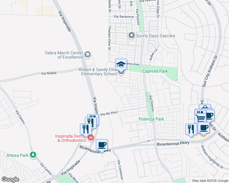 map of restaurants, bars, coffee shops, grocery stores, and more near 2219 Valdina in Henderson