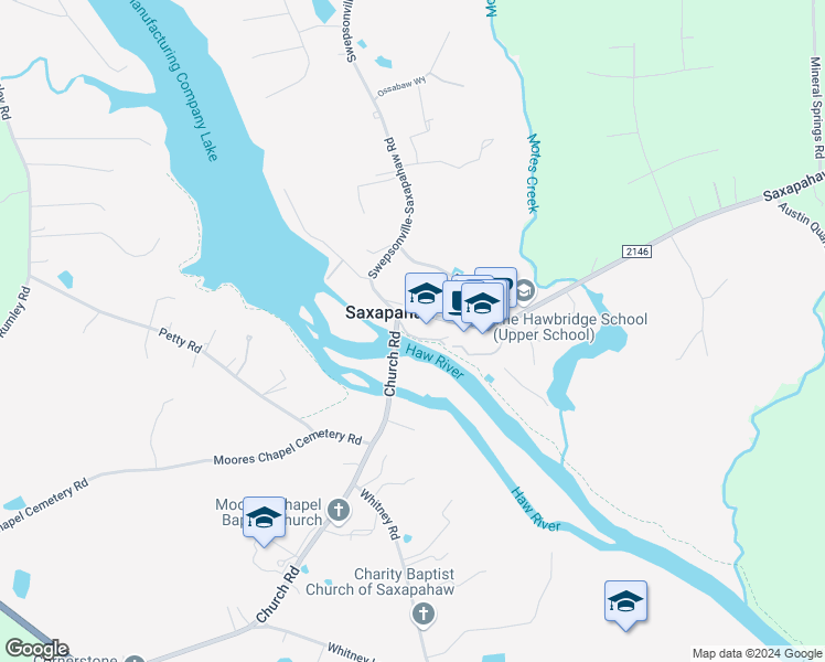 map of restaurants, bars, coffee shops, grocery stores, and more near 1647 Saxapahaw-Bethlehem Church Road in Graham