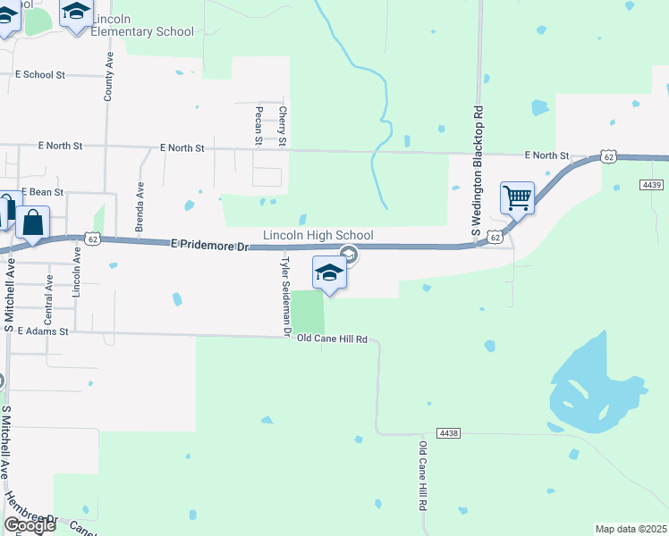 map of restaurants, bars, coffee shops, grocery stores, and more near 1392 East Pridemore Drive in Lincoln