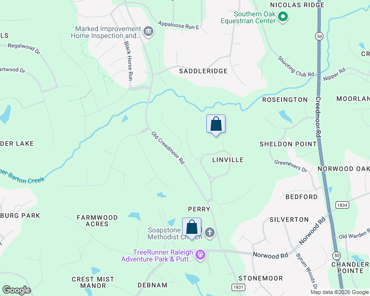 map of restaurants, bars, coffee shops, grocery stores, and more near 4816 Winterwood Drive in Raleigh