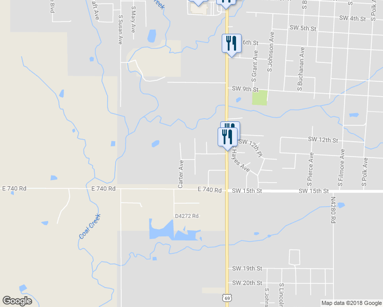 map of restaurants, bars, coffee shops, grocery stores, and more near 1312 Ford Circle Drive in Wagoner