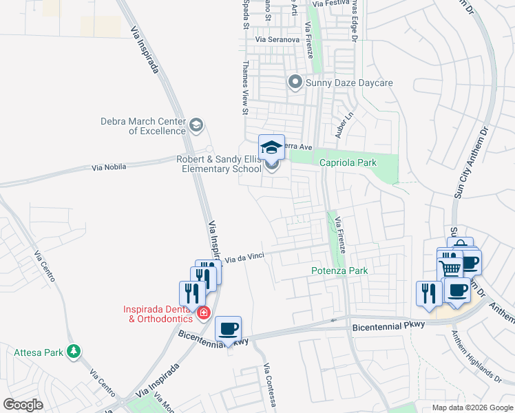 map of restaurants, bars, coffee shops, grocery stores, and more near 2219 Valdina in Henderson