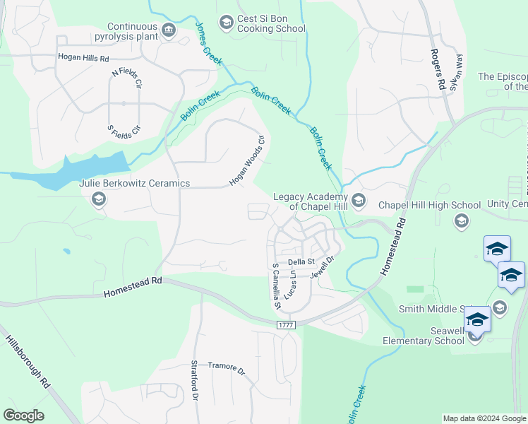 map of restaurants, bars, coffee shops, grocery stores, and more near West Winmore Avenue in Chapel Hill