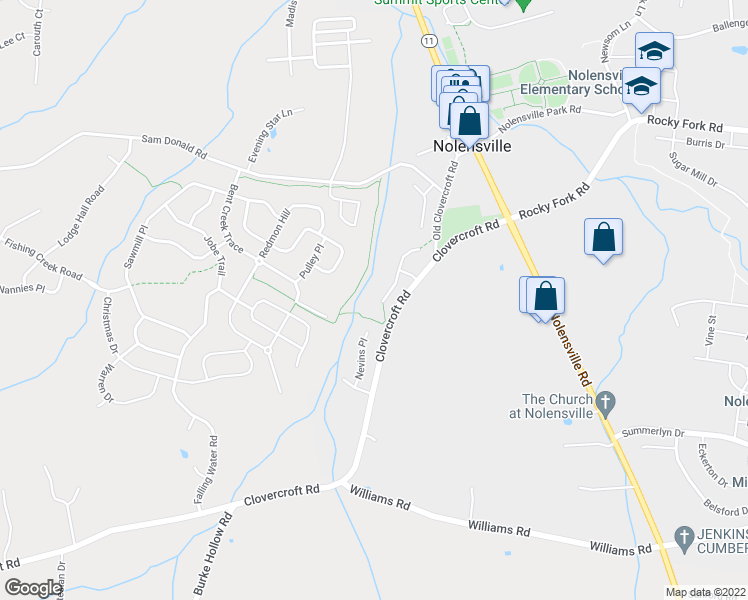 map of restaurants, bars, coffee shops, grocery stores, and more near 332 Dobson Branch Court in Nolensville