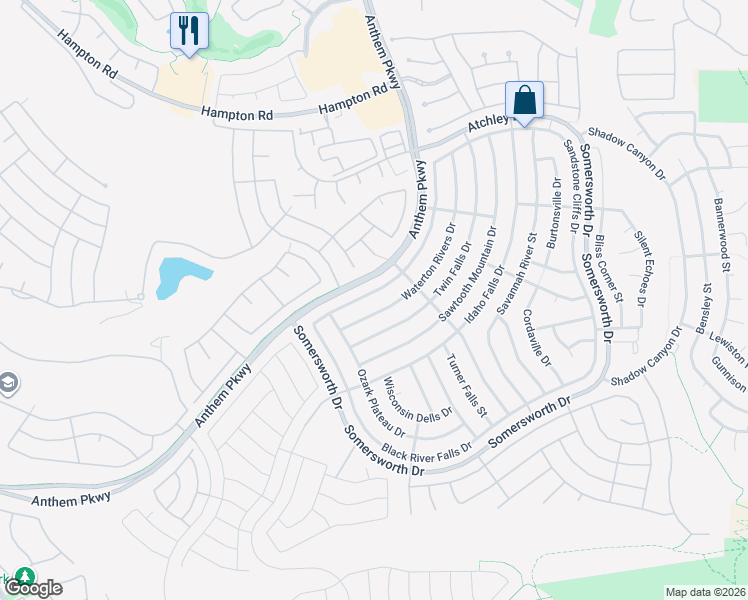map of restaurants, bars, coffee shops, grocery stores, and more near 2186 Clearwater Lake Drive in Henderson