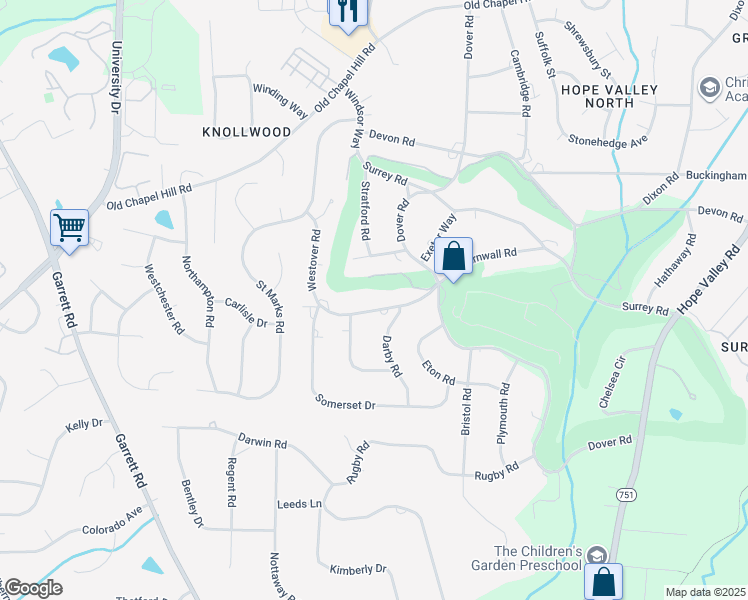 map of restaurants, bars, coffee shops, grocery stores, and more near 3310 Westover Road in Durham
