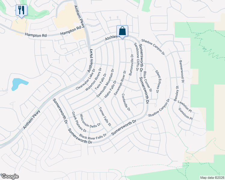 map of restaurants, bars, coffee shops, grocery stores, and more near 2158 Idaho Falls Drive in Henderson