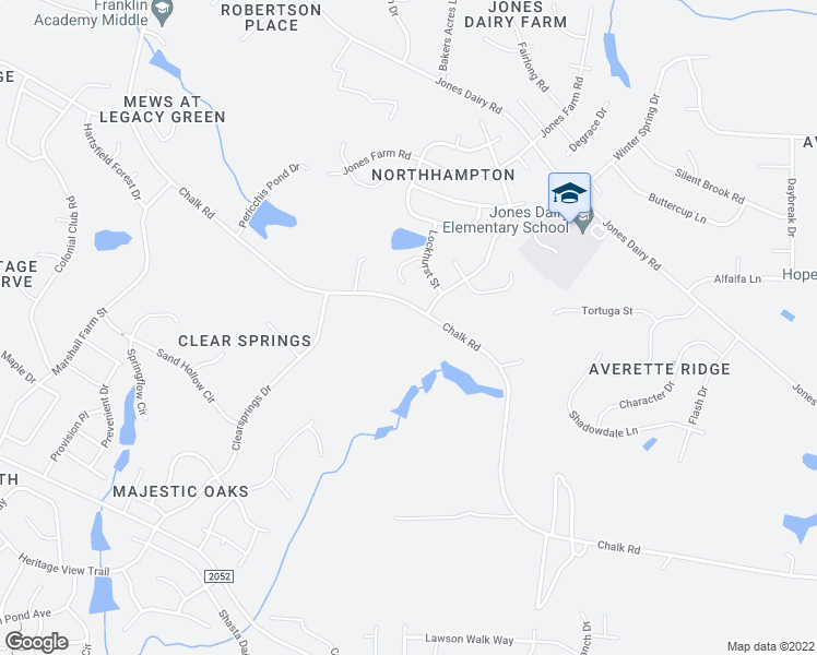 map of restaurants, bars, coffee shops, grocery stores, and more near 1704 Chalk Road in Wake Forest