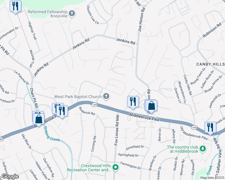 map of restaurants, bars, coffee shops, grocery stores, and more near 8808 Quails Bend Lane in Knoxville