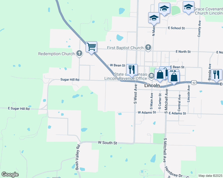 map of restaurants, bars, coffee shops, grocery stores, and more near 508 1/2 Sugar Hill Road in Lincoln
