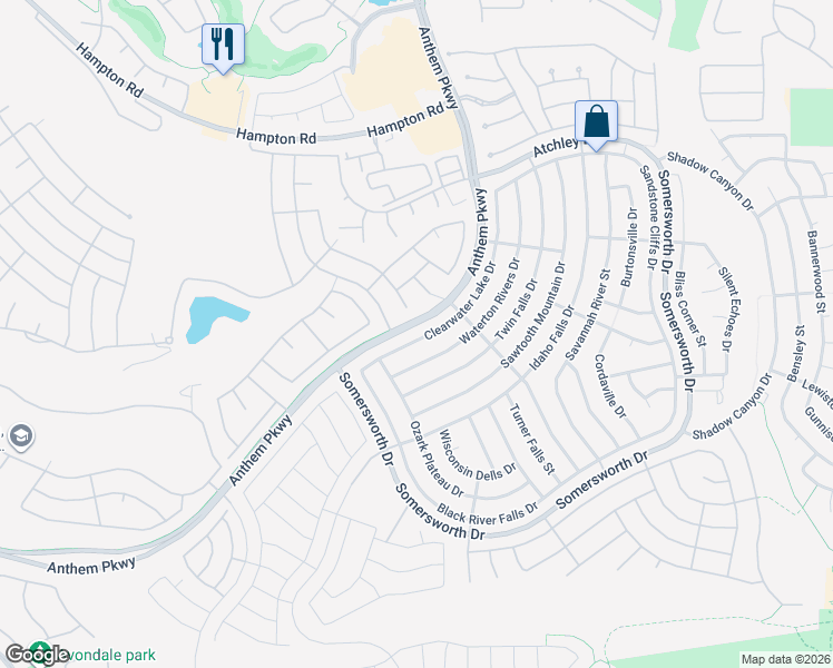 map of restaurants, bars, coffee shops, grocery stores, and more near 2183 Clearwater Lake Drive in Henderson