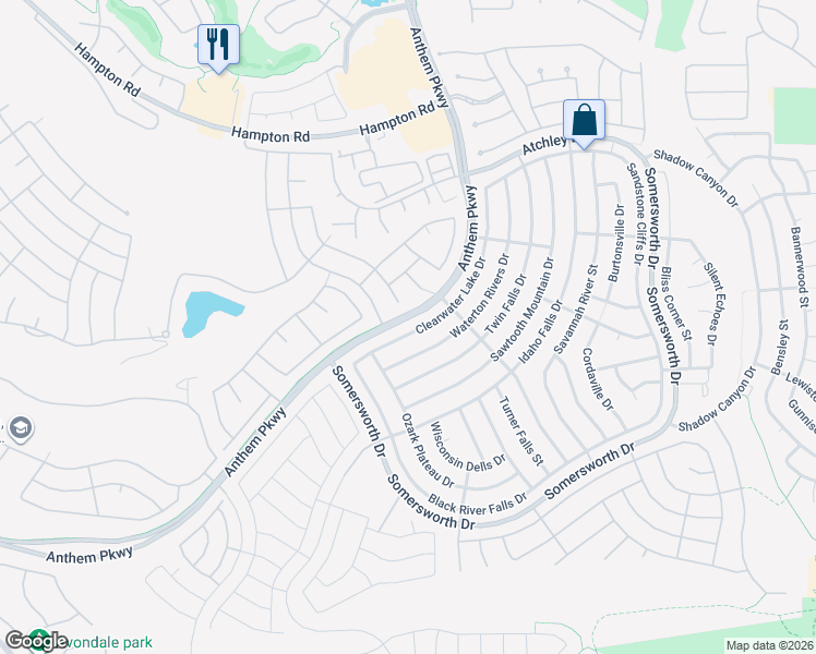 map of restaurants, bars, coffee shops, grocery stores, and more near 2183 Clearwater Lake Drive in Henderson