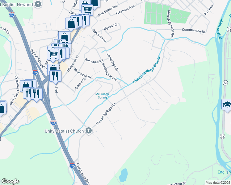 map of restaurants, bars, coffee shops, grocery stores, and more near 770 Princeton Lane in Newport