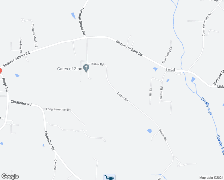 map of restaurants, bars, coffee shops, grocery stores, and more near 1547 Disher Road in Winston-Salem