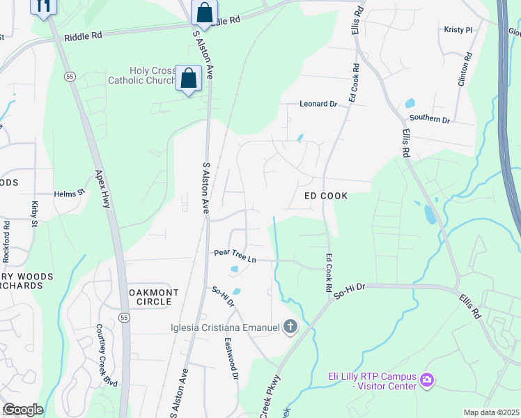 map of restaurants, bars, coffee shops, grocery stores, and more near 1921 Rustica Drive in Durham