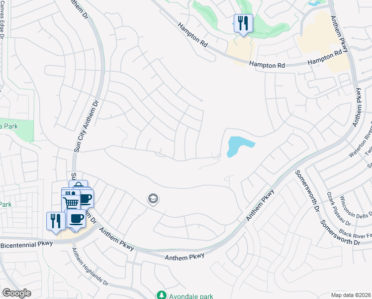 map of restaurants, bars, coffee shops, grocery stores, and more near 2164 Fairweather Street in Henderson