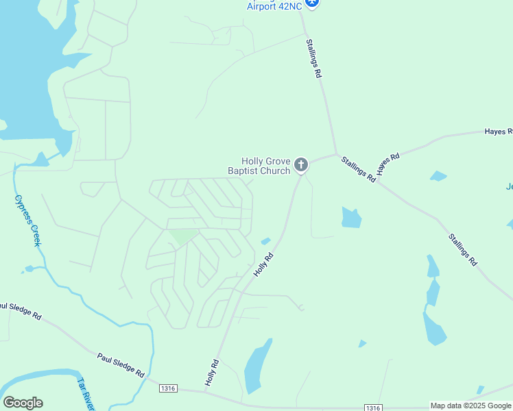 map of restaurants, bars, coffee shops, grocery stores, and more near 319 Cree Drive in Spring Hope