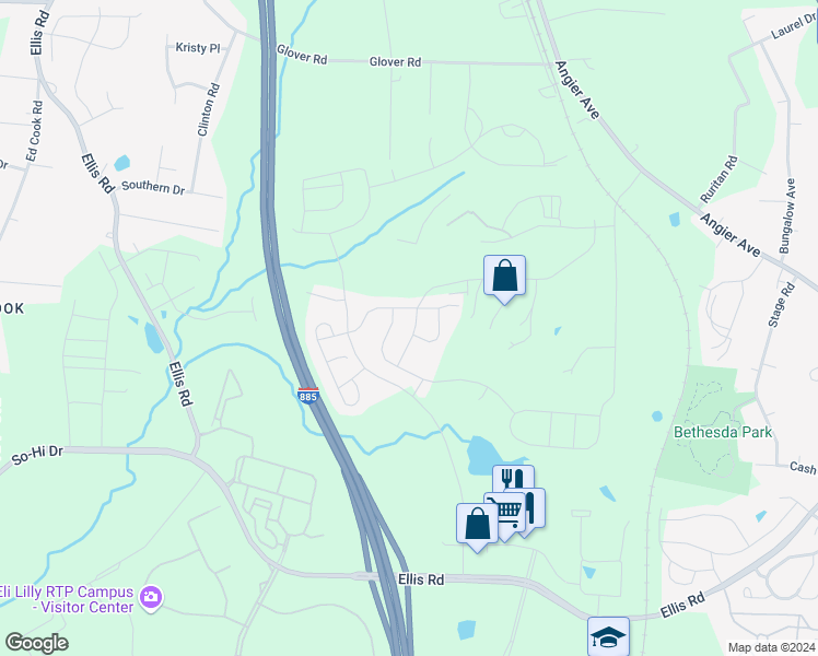 map of restaurants, bars, coffee shops, grocery stores, and more near 1509 Stone Road in Durham