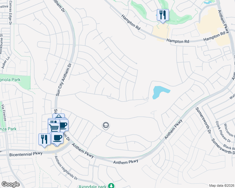 map of restaurants, bars, coffee shops, grocery stores, and more near 2175 Grand Traverse Street in Henderson