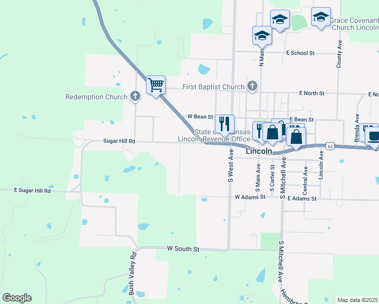 map of restaurants, bars, coffee shops, grocery stores, and more near 508 1/2 Sugar Hill Road in Lincoln