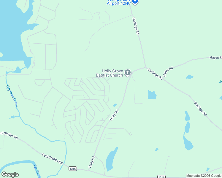 map of restaurants, bars, coffee shops, grocery stores, and more near 319 Cree Drive in Spring Hope