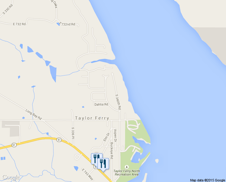 map of restaurants, bars, coffee shops, grocery stores, and more near 73763 South 340th Road in Wagoner