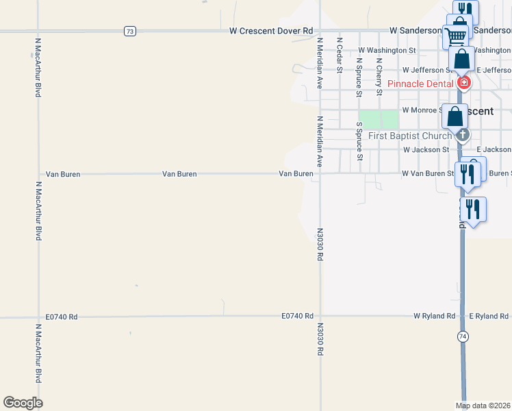 map of restaurants, bars, coffee shops, grocery stores, and more near 14375 West Van Buren Street in Crescent