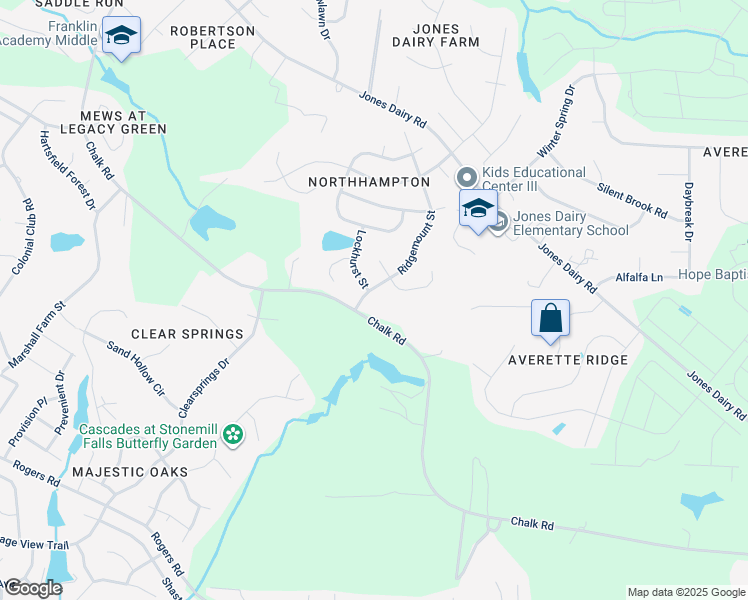 map of restaurants, bars, coffee shops, grocery stores, and more near 6200 Ridgemount Street in Wake Forest