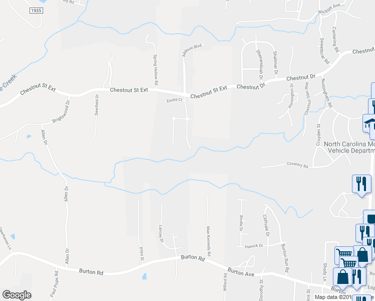 map of restaurants, bars, coffee shops, grocery stores, and more near 2241 Cambridge Oaks Drive in High Point