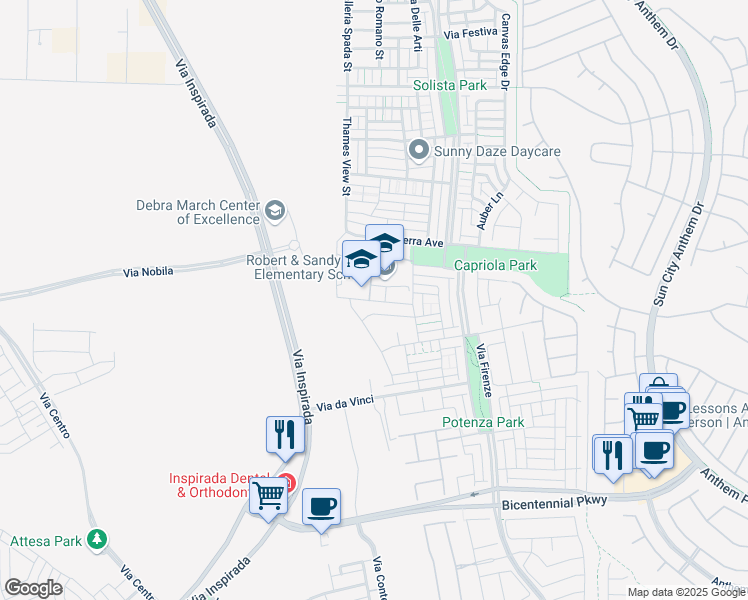 map of restaurants, bars, coffee shops, grocery stores, and more near 3242 Trabia Avenue in Henderson