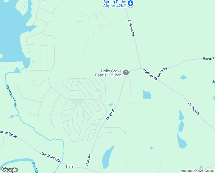 map of restaurants, bars, coffee shops, grocery stores, and more near 319 Cree Drive in Spring Hope