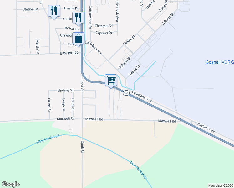 map of restaurants, bars, coffee shops, grocery stores, and more near 1223 South Air Base Highway in Blytheville