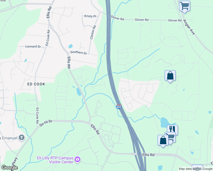 map of restaurants, bars, coffee shops, grocery stores, and more near 2000 Solana Woods Drive in Durham
