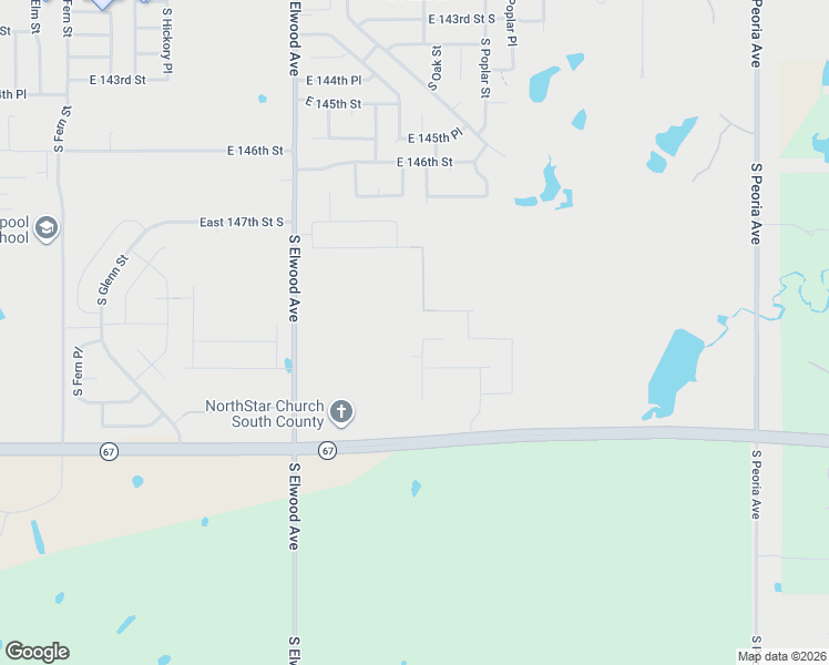 map of restaurants, bars, coffee shops, grocery stores, and more near 1329 East 151st Street South in Glenpool