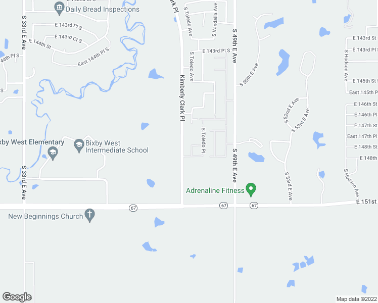 map of restaurants, bars, coffee shops, grocery stores, and more near 14828 South Toledo Avenue in Bixby